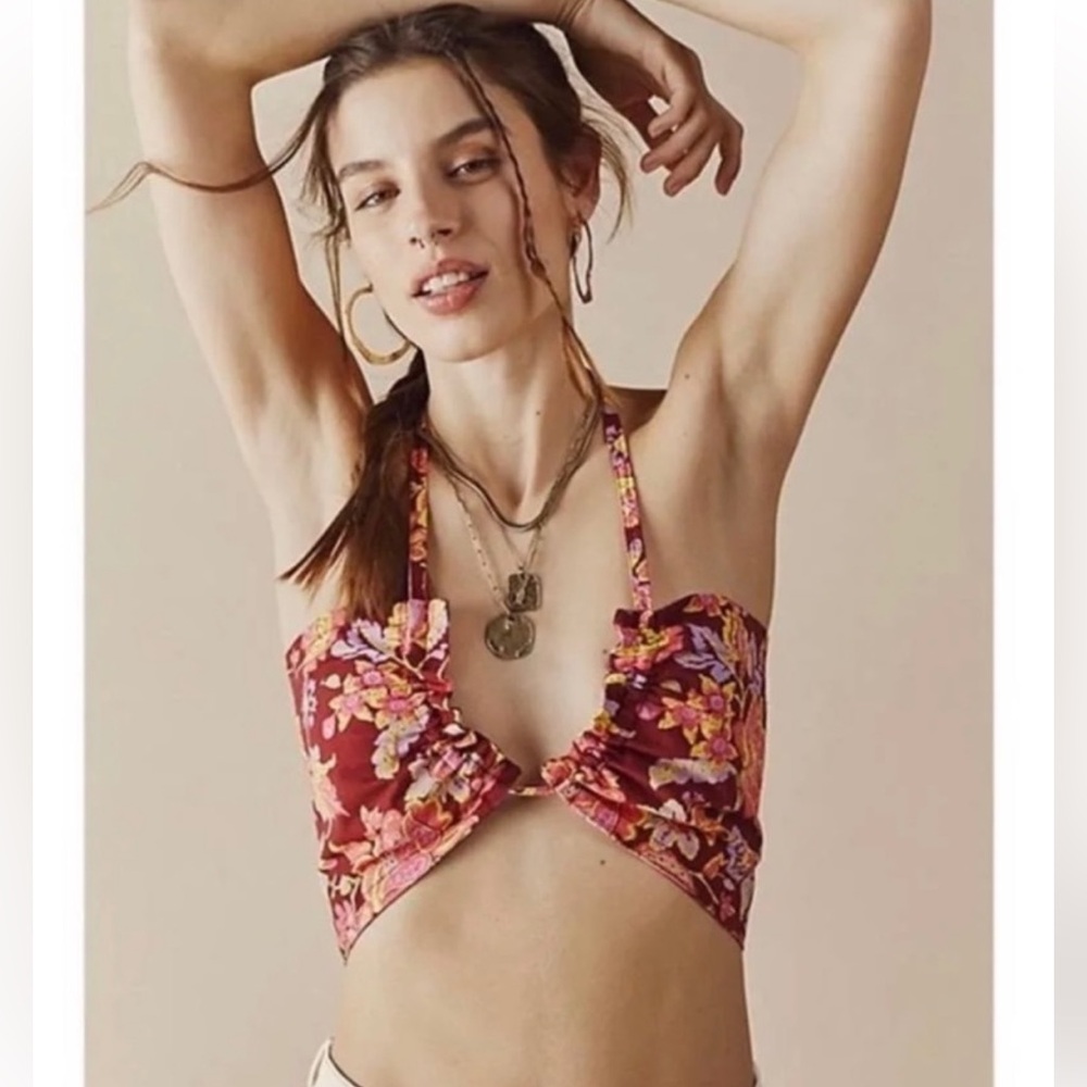 🔥BOGOFREE🔥NWT Free People Summer Of Love Bandeau Bralette in Wine/Bord